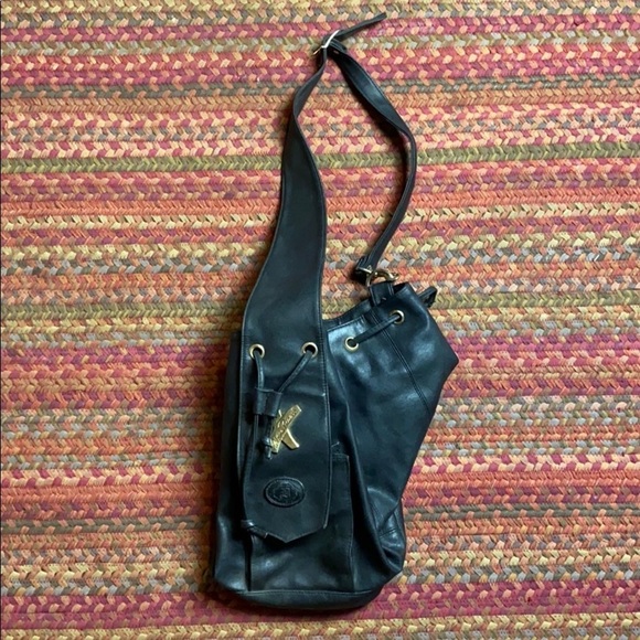 Vintage Handbags - VINTAGE GENUINE BLACK LEATHER PALOMA PICASSO DANIELLA BUCKET BAG DESIGNER